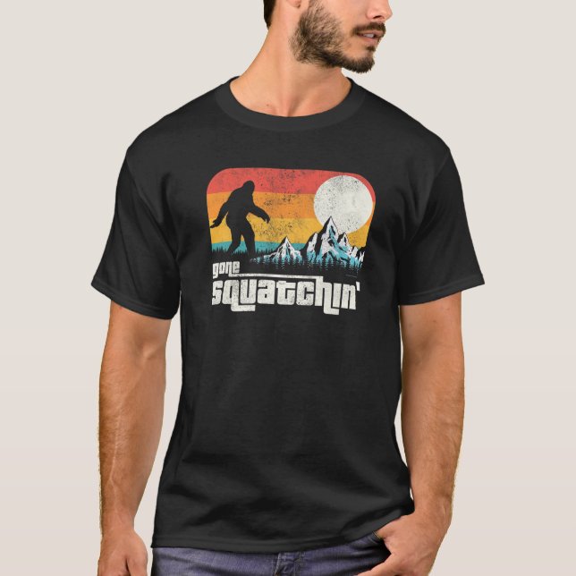 T-shirt Retro Gone Squatchin Sasquatch Yeti Bigfoot (Devant)