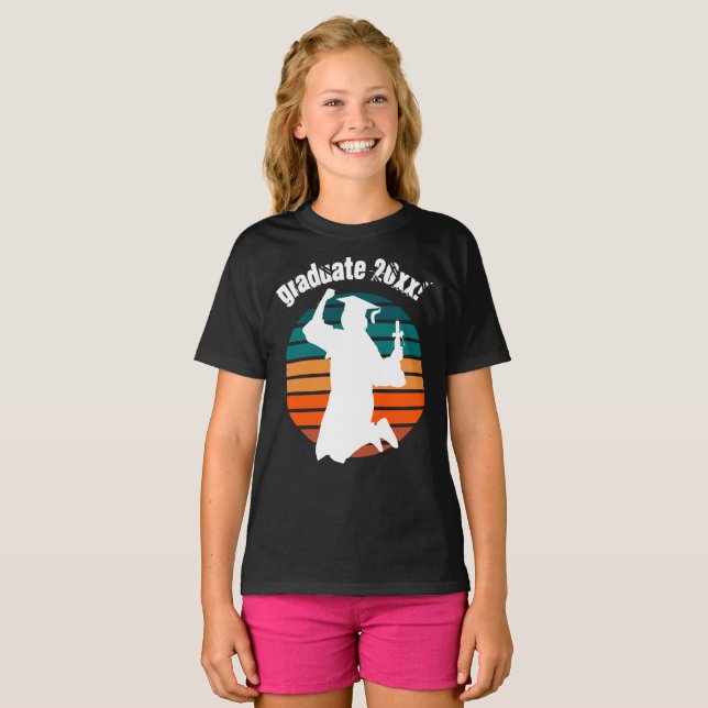 T-shirt Retro Graduate Jumping pour Joy Rainbow (Devant entier)
