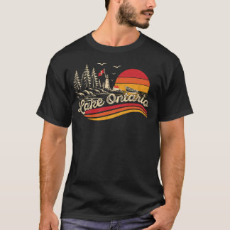T-shirt Rétro Grands Lacs Ontario Pour Toujours Canada Lac