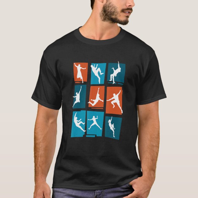 T-shirt Retro Graphic Climbing Bouldering Rock Climber Mou (Devant)