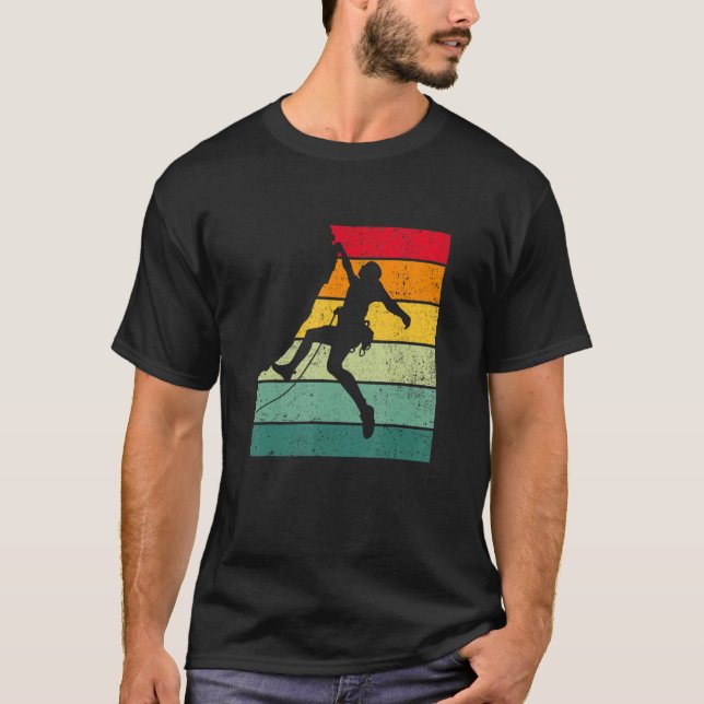 T-shirt Retro Graphic Climbing Bouldering Rock Climber Mou (Devant)