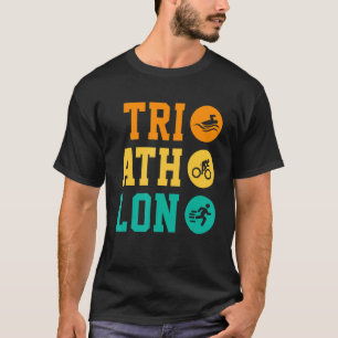 T-shirt Retro Graphic Run Bike Swim Triathlon S