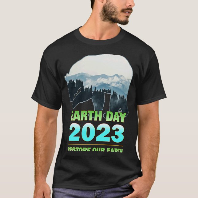 T-shirt Retro Green Eco Friendly Earth Day 2023 (Devant)