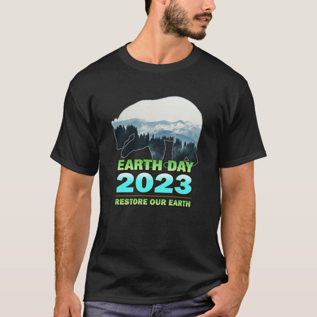 T-shirt Retro Green Eco Friendly Earth Day 2023 (Devant)