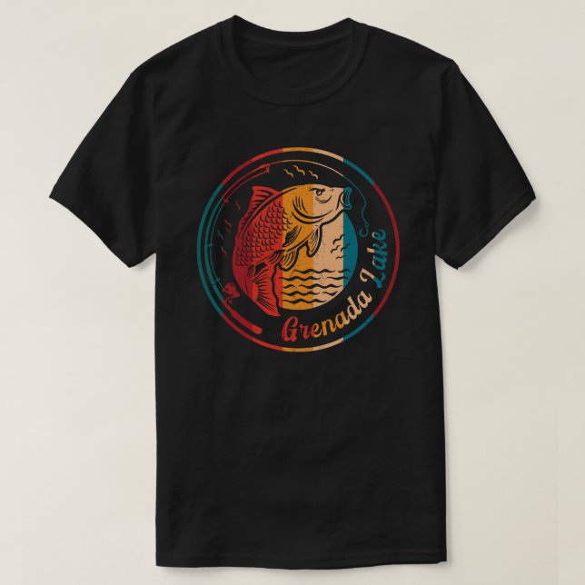 T-shirt Retro Grenade Lac Pêche (Design devant)