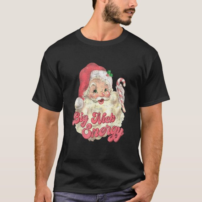 T-shirt Retro Groovy Big Nick Santa Energy Christmas (Devant)