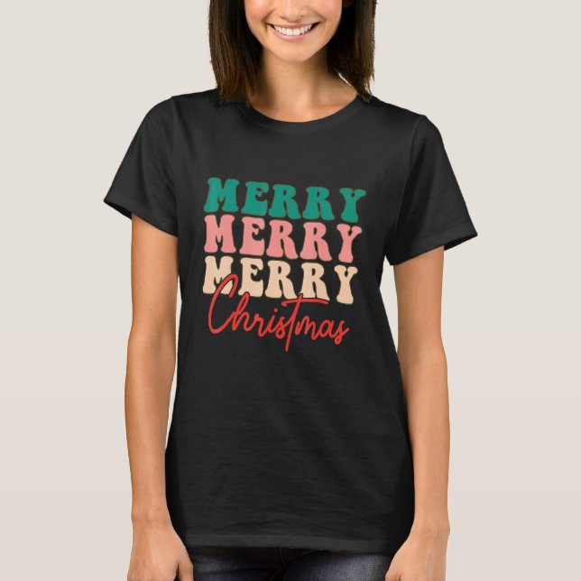 T-shirt Retro Groovy Christmas Men Women Kids (Devant)