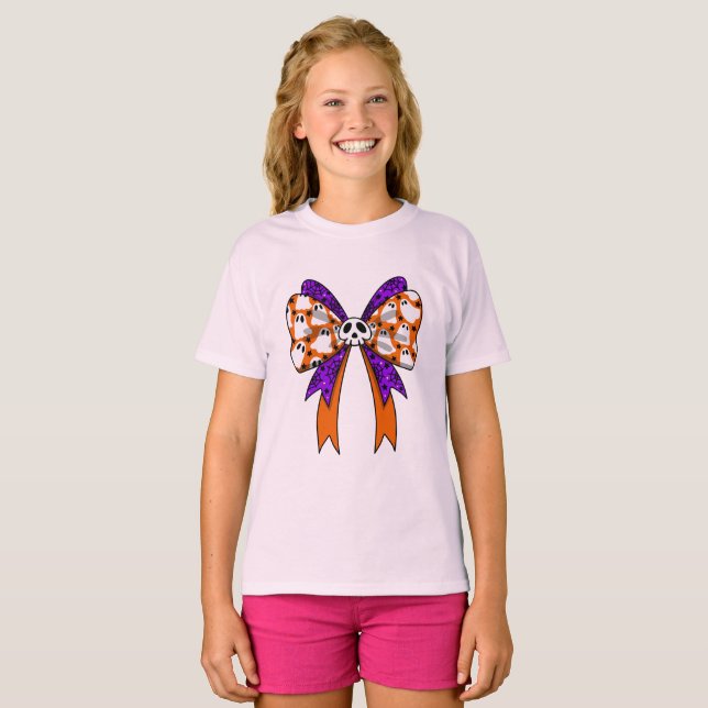 T-shirt  Retro Groovy cute ghosts Halloween orang purple (Devant entier)