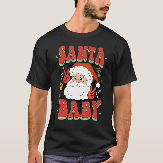 T-shirt Retro Groovy Cute Santa  Christmas Men Women Kids (Devant)