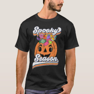 T-shirt Rétro Groovy Ghost Spooky Season Floral Pumkin Ha