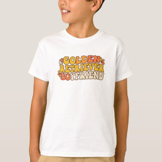 T-shirt Retro Groovy Golden Retriever Boyfriend - 70s Typo