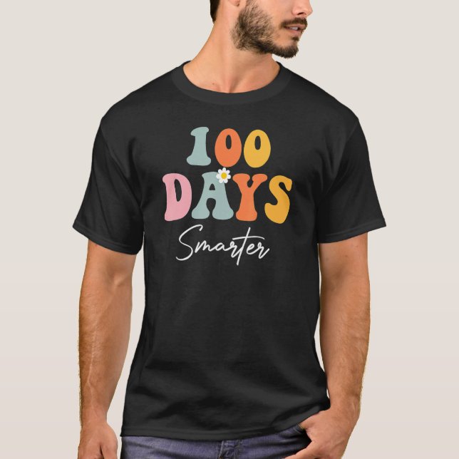 T-shirt Retro Groovy Happy 100th Day Of School 100 Days Sm (Devant)