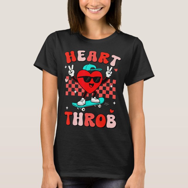 T-shirt Retro Groovy Heart Throb Valentines Day Toddlers B (Devant)