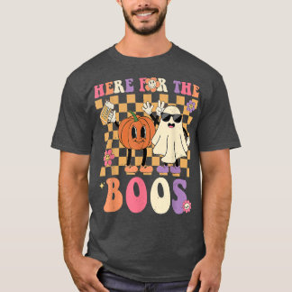 T-shirt Rétro Groovy Here For The Boos Funny Punpkin Ghost