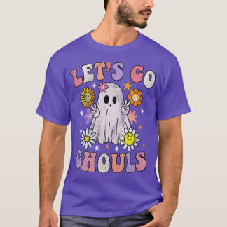 T-shirt Retro Groovy Lets Go Ghouls Ghost 70s Hippie Hallo