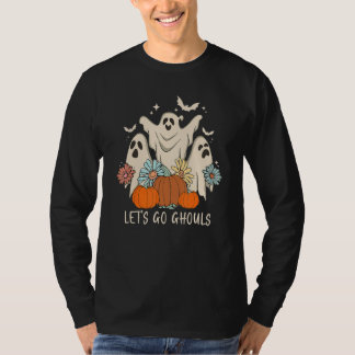T-shirt Retro Groovy Let's Go Ghouls Halloween Ghost Outfi