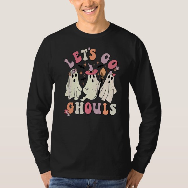 T-shirt Rétro Groovy Let's Go Ghouls Halloween Ghost Outfi (Devant)