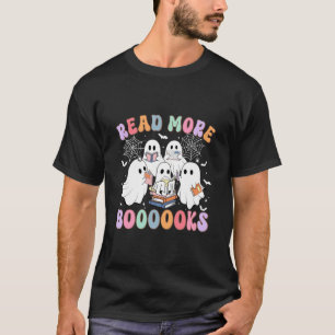 T-shirt Rétro Groovy Lire Plus De Livres Halloween Fantôme