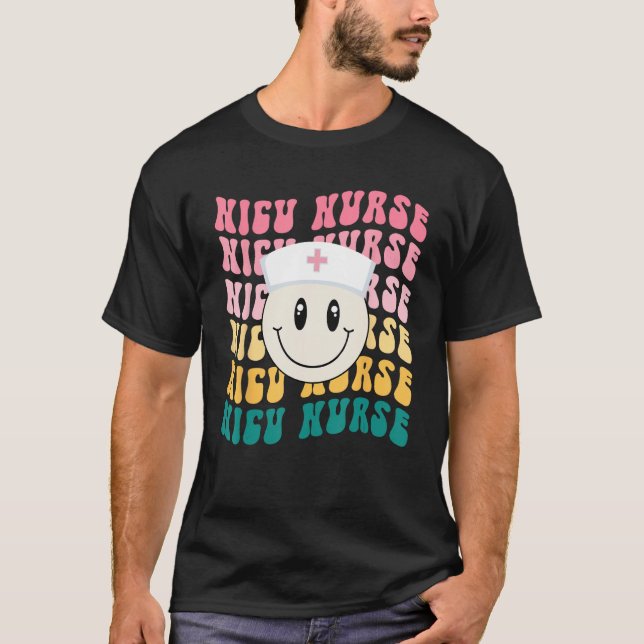 T-shirt Retro Groovy NICU Nurse (Devant)