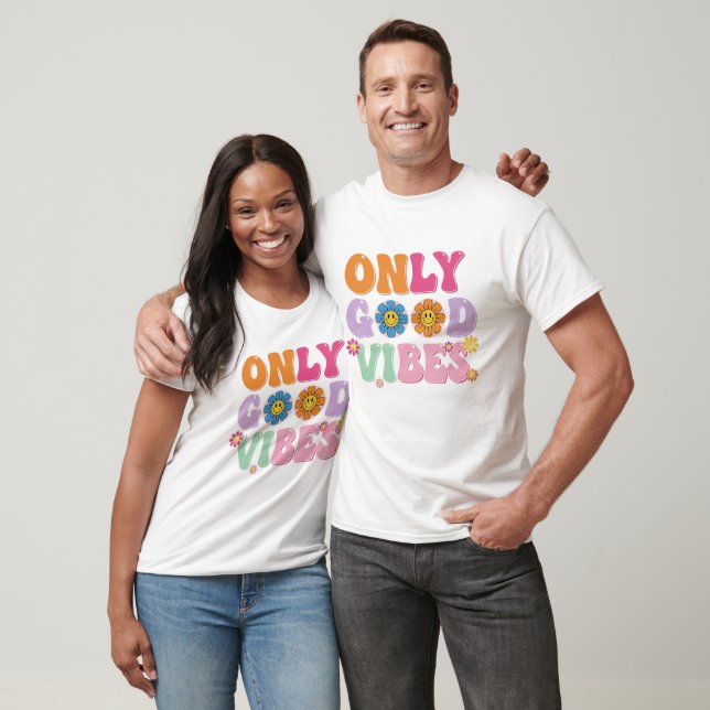 T-shirt Rétro Groovy « Only Good Vibes » (Unisexe)