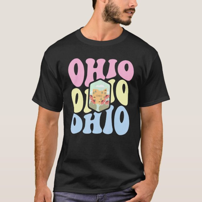 T-shirt Rétro Groovy Pastel Ohio State Maison J'aime Ohio  (Devant)