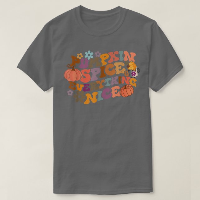 T-shirt Rétro Groovy Pumkin Spice Everything Nice Fall Au (Design devant)