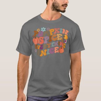 T-shirt Rétro Groovy Pumkin Spice Everything Nice Fall Au