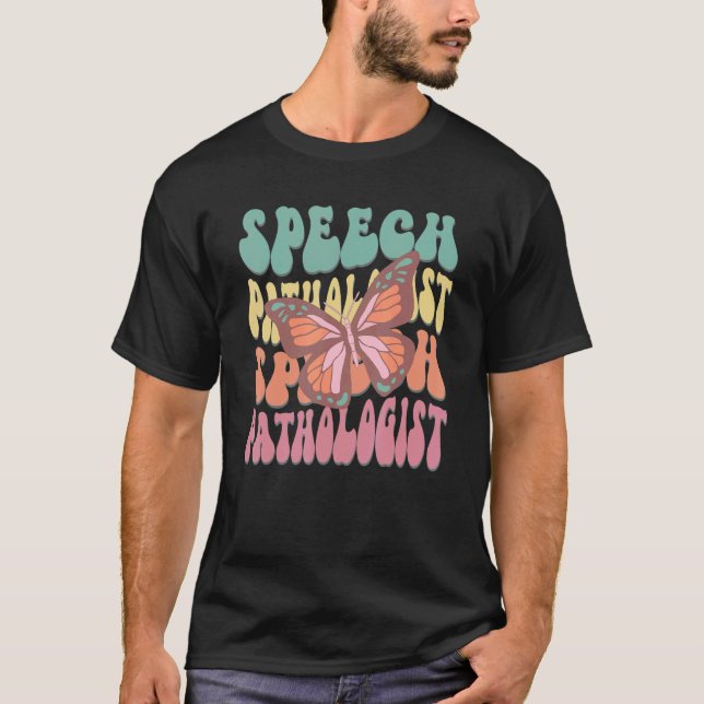 T-shirt retro groovy speech language pathologist therapy (Devant)