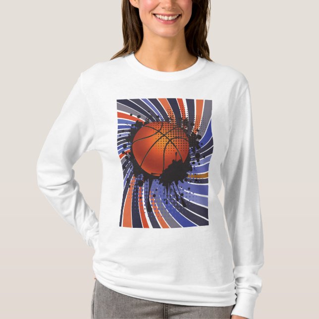 T-shirt Retro Grunge Basketball Abstract Urban Sports (Devant)