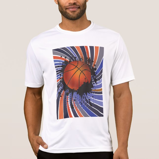 T-shirt Retro Grunge Basketball Abstract Urban Sports (Devant)