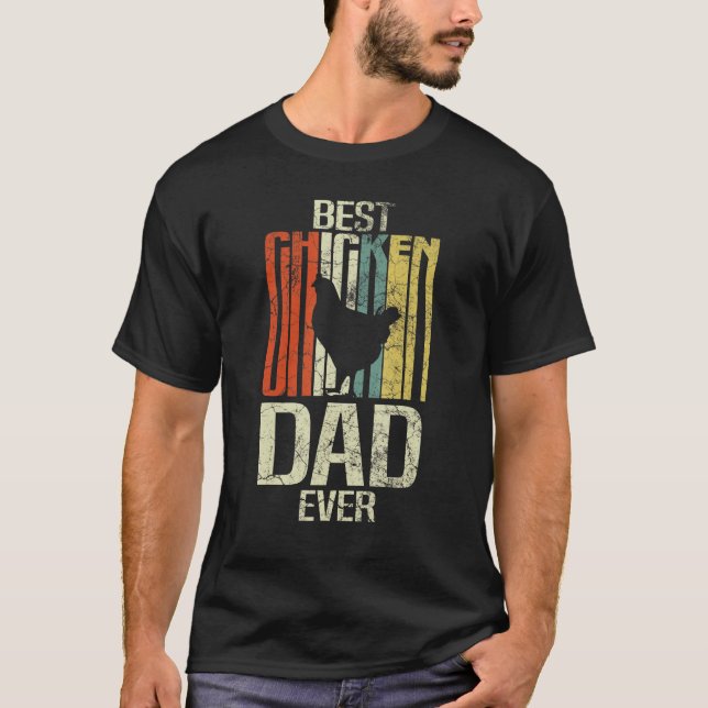 T-shirt Retro grunge farmer best chicken dad ever (Devant)