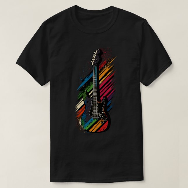 T-shirt Retro Guitar Gift Guitariste Rock Concert Festival (Design devant)