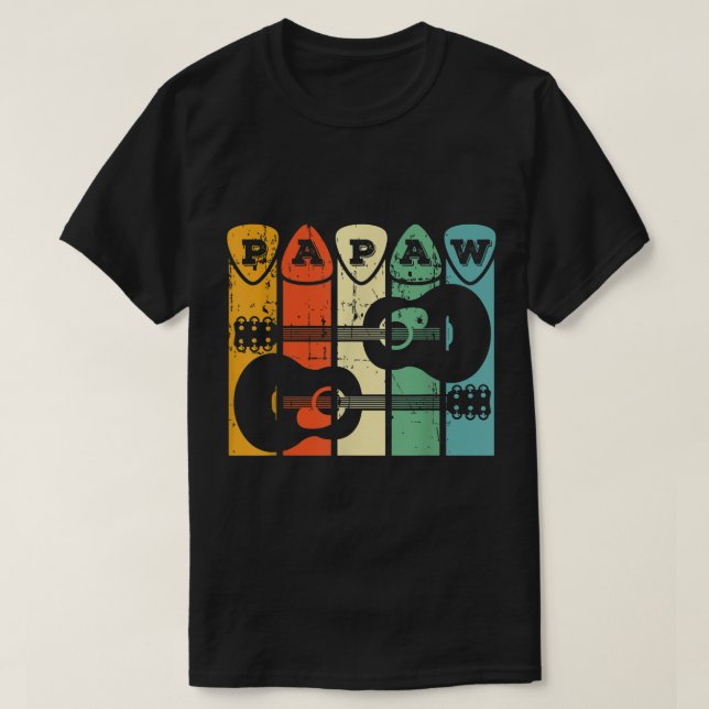 T-shirt Retro Guitar Papaw Music Design (Design devant)