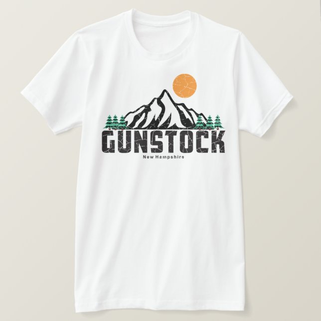 T-Shirt Retro Gunstock Mountain Ski Sunset (Design devant)