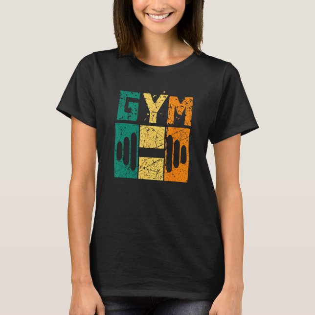 T-shirt Retro GYM Grunge Dumbbell (Devant)