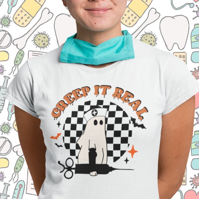T-shirt Retro Halloween Creep it Real Nurse (Créateur téléchargé)
