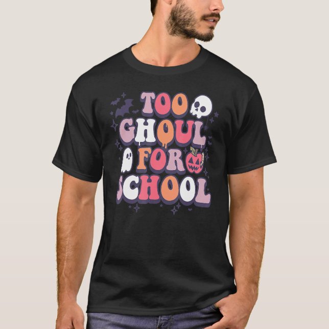 T-shirt Retro Halloween enseignant Ghouls Super School Tri (Devant)