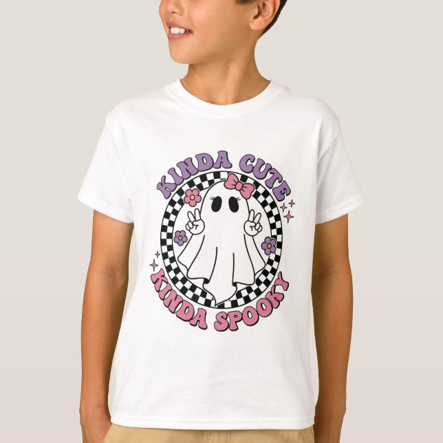 T-shirt Retro Halloween Feelin Kinda Cute Kinda Coupe Éffr (Devant)