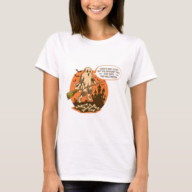 T-shirt Retro Halloween Ghost Safety - Restez en sécurité (Devant)