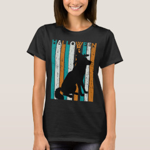 T-shirt Rétro Halloween Husky Silhouette Vintage Orange