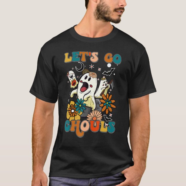 T-shirt Retro Halloween mignon Ghos Go Ghouls (Devant)