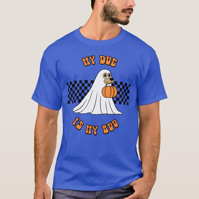 T-shirt Retro Halloween Mon chien est Mon Boo Halloween vi (Devant)