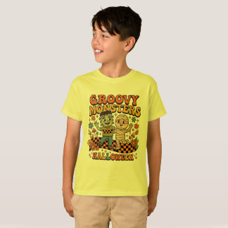 T-shirt rétro Halloween pour enfants, monstres gro
