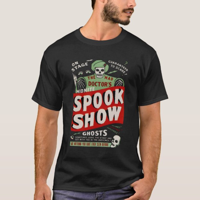 T-shirt Retro Halloween Skeleton Horror Movie de minuit Sp (Devant)
