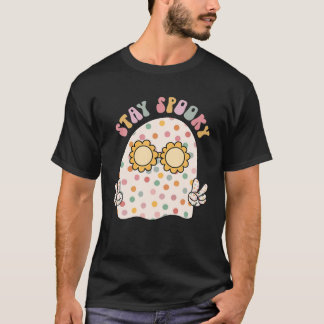 T-shirt Retro Halloween Super Restez Éffrayant Cute Ghost 