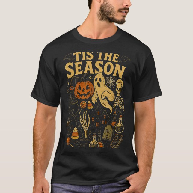 T-shirt Retro Halloween Tis' The Season  (Devant)