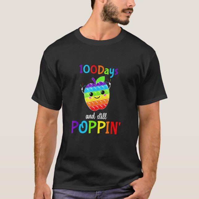 T-shirt Retro Happy 100 Days Of School And Poppin 100th Da (Devant)