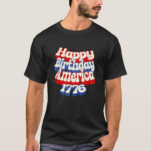 T-shirt Retro Happy 250th Birthday America 1776 2026 USA J (Devant)
