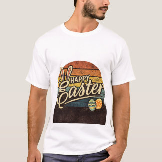 T-shirt Retro Happy Easter Vintage Sunset Bunny Graphic T-