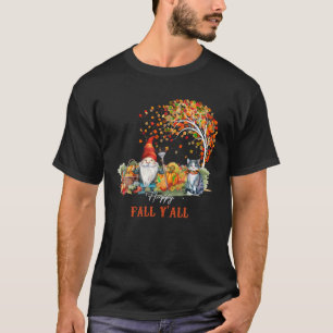 T-shirt Retro Happy Fall Y all Fall Gnome Chat Citrouille 